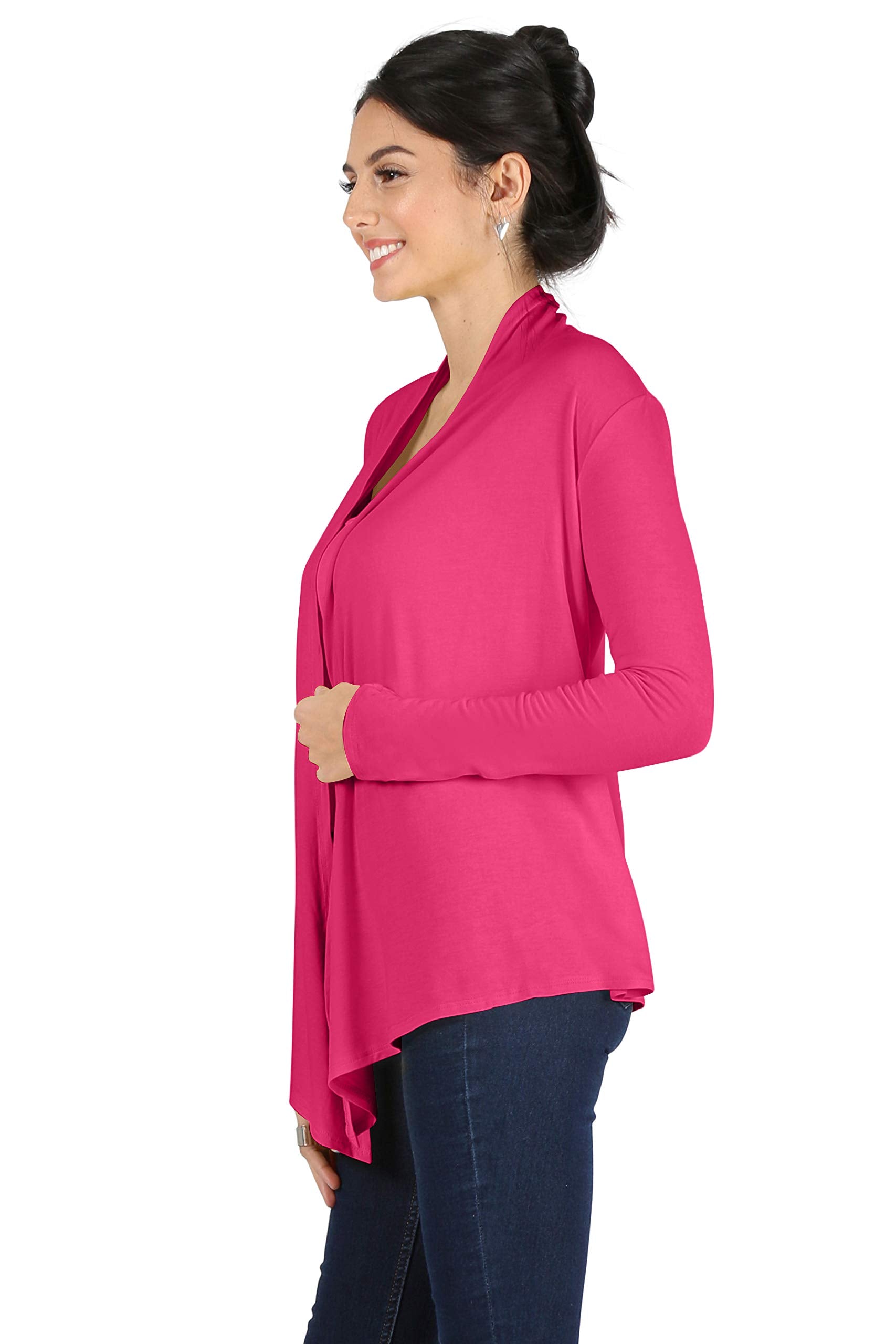 Simlu Fuchsia Cardigans for Women, Fuchsia Cardigan Plus Size and Reg, Fuchsia Lightweight Sweater Cardigan, 3X-Large