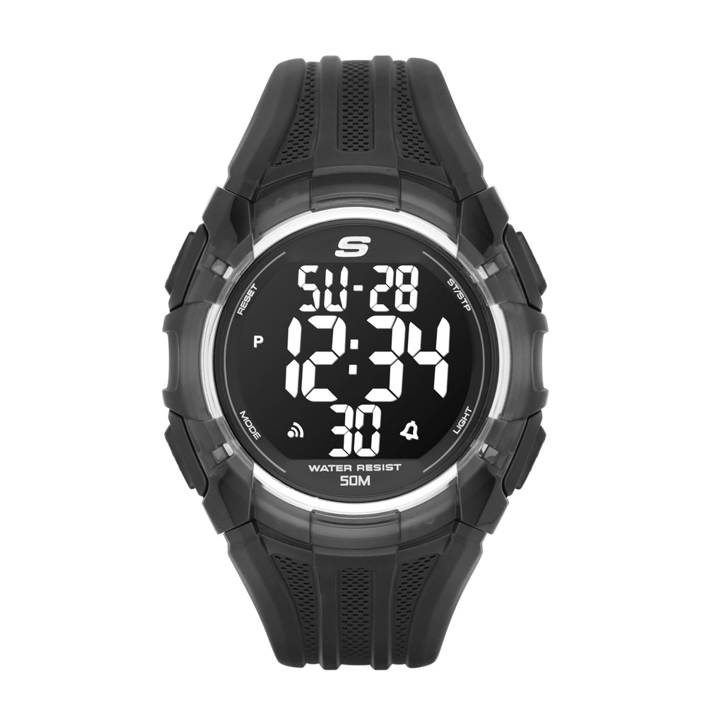 Skechers Men's El Porto Digital Chronograph Watch, Color: Black (Model: SR1008)