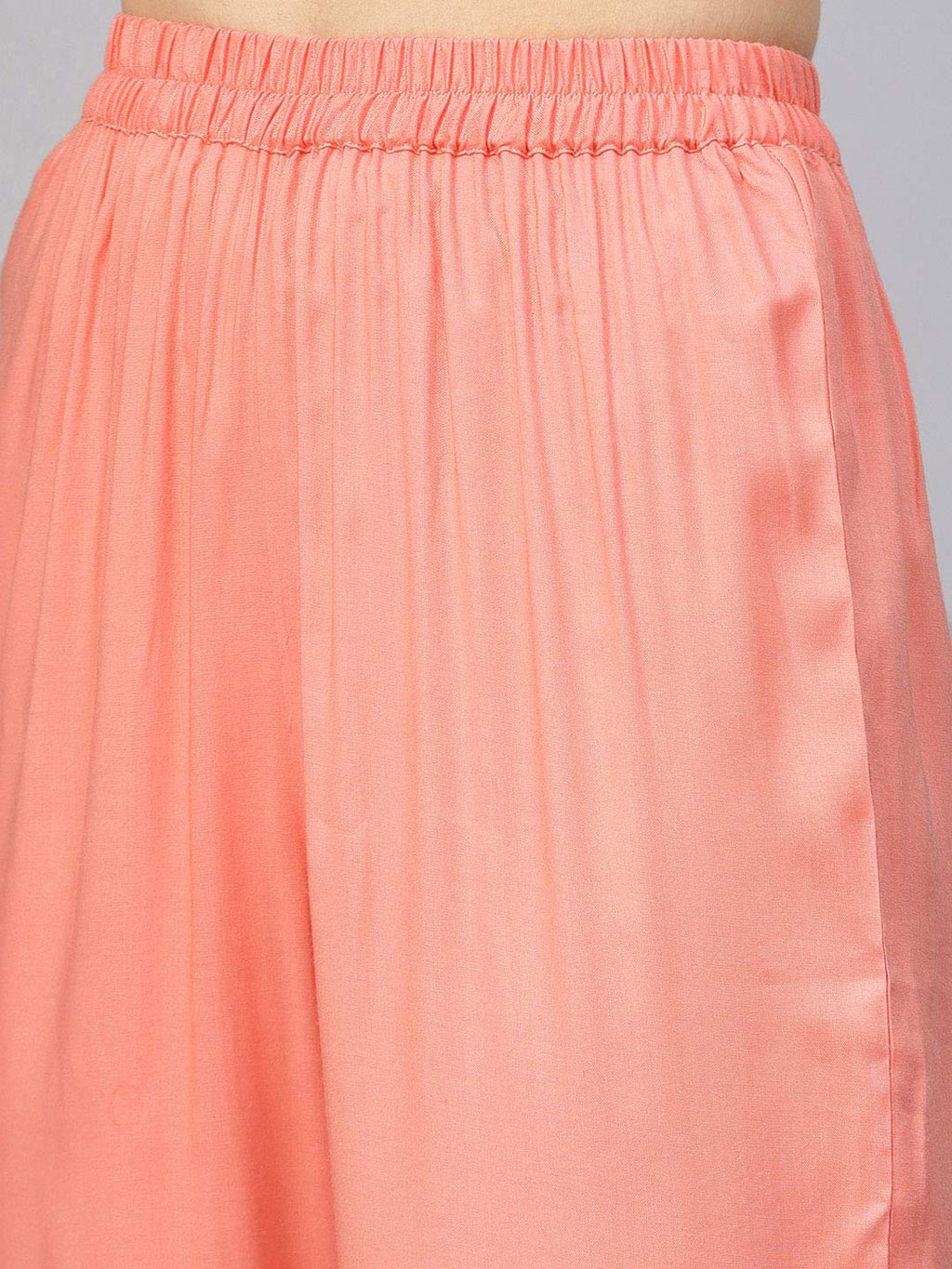 Idalia Women'S Peach Umbrella Print Rayon Kurta With Pants