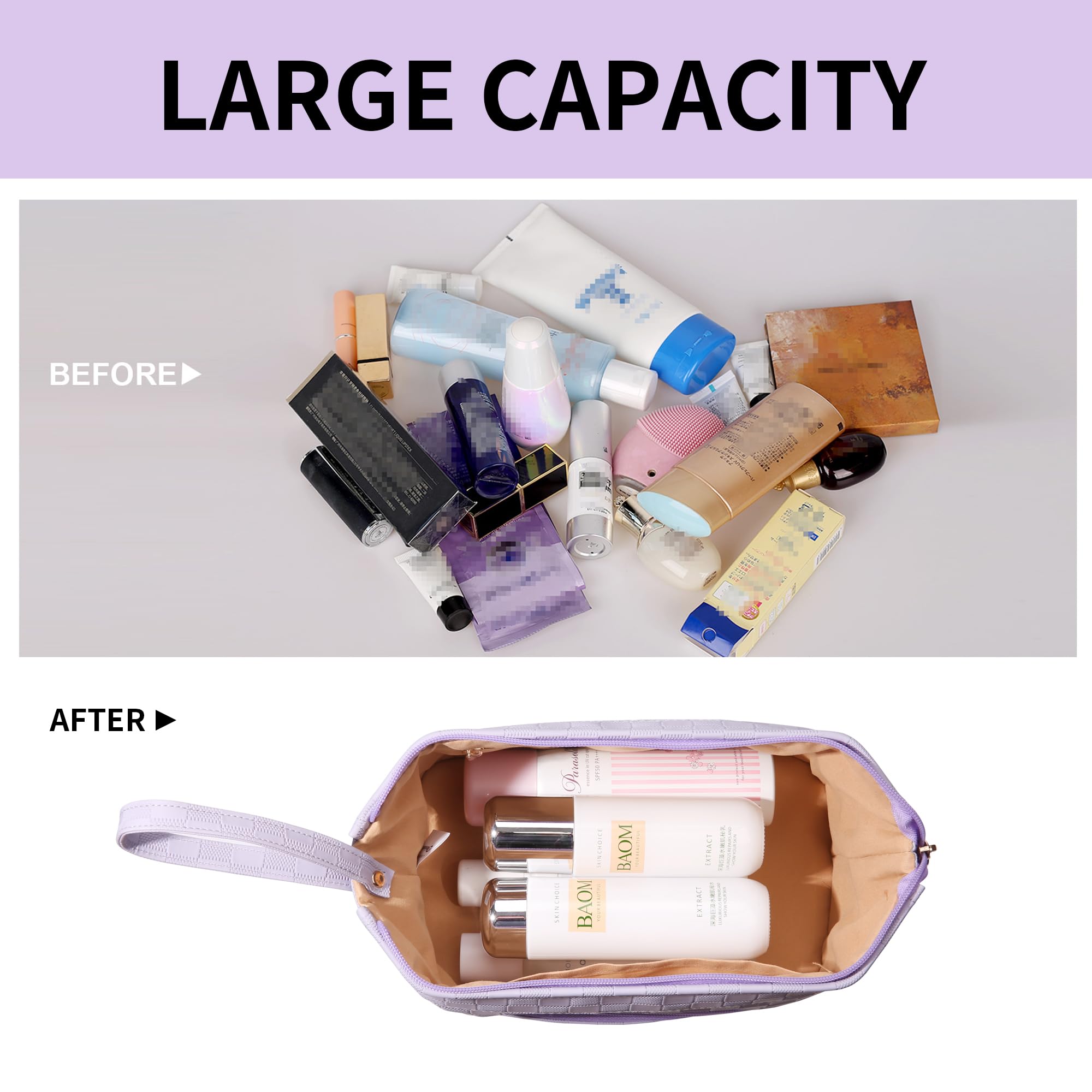 Abiudeng Large Makeup Bag,Waterproof Cosmetic Bag,Make up Travel Bag Essentials,Cute Travel Toiletry Bag for Women Makeup Bag Or