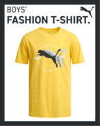 PUMA Boys' T-Shirt - Cat Logo T-Shirt for Boys - Athletic Crewneck Short Sleeve Tee (S-XL), Size Medium, Sunny Yellow