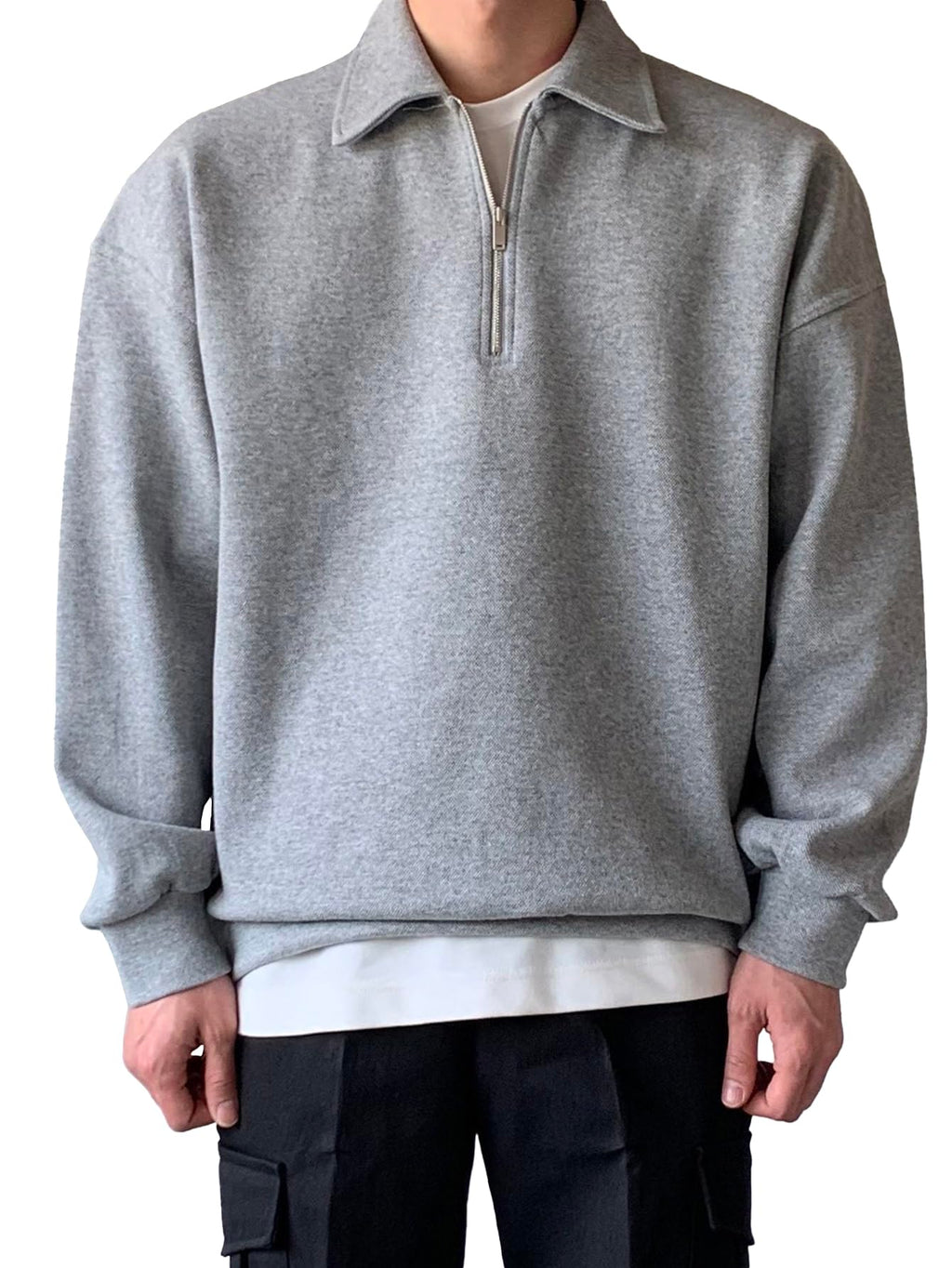 TAGDO Mens Solid Oversize Sweatshirt (RF-OS-SHRT-2001-Grey-L)