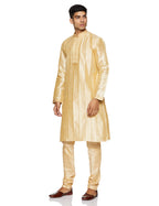 Manyavar MenS Full Sleeve Blended Kurta & Churidar Set, Fawn - Small (S952156-304)
