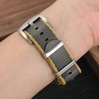 watchdives Nylon Watch Band 20mm 22mm Multicolor Replacement Watch Straps for Men Women (A8 Yellow Gray, 22mm)