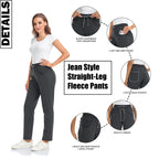 Inno Women's Buttery Soft Fleece Lined Straight Pants Warm Sweatpants Thermal Athletic Lounge, Dark Grey, L, Regular-31 Inseam
