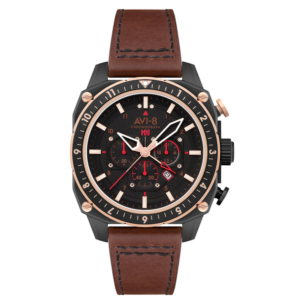 AVI-8 Hawker Hunter Atlas Dual Time Chronograph Jade Black Dial Quartz AV-4100-09 Mens Watch