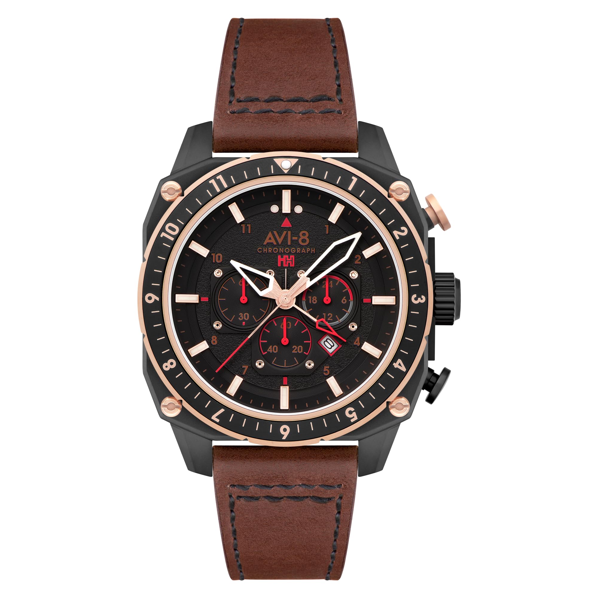 AVI-8 Hawker Hunter Atlas Dual Time Chronograph Jade Black Dial Quartz AV-4100-09 Mens Watch