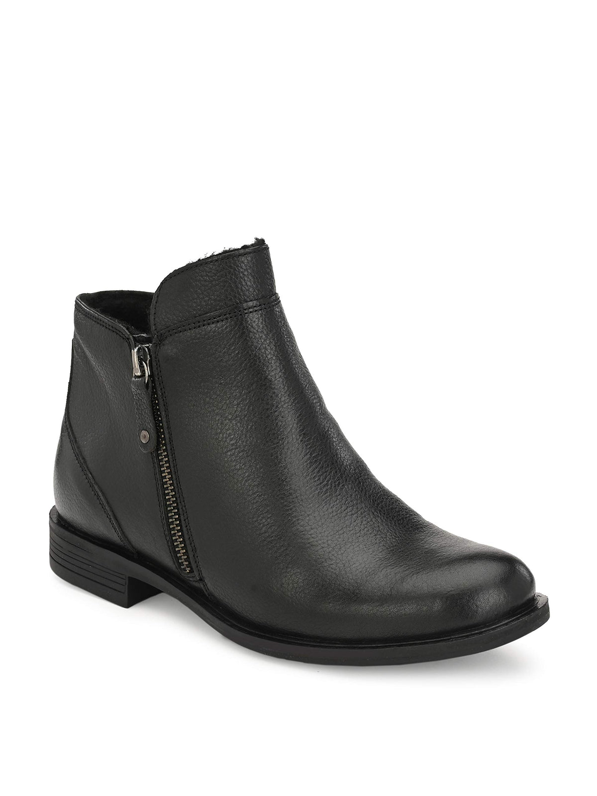 Delize Flat Genuine Leather Ankle Boots for Women (Black, Numeric_6) 6
