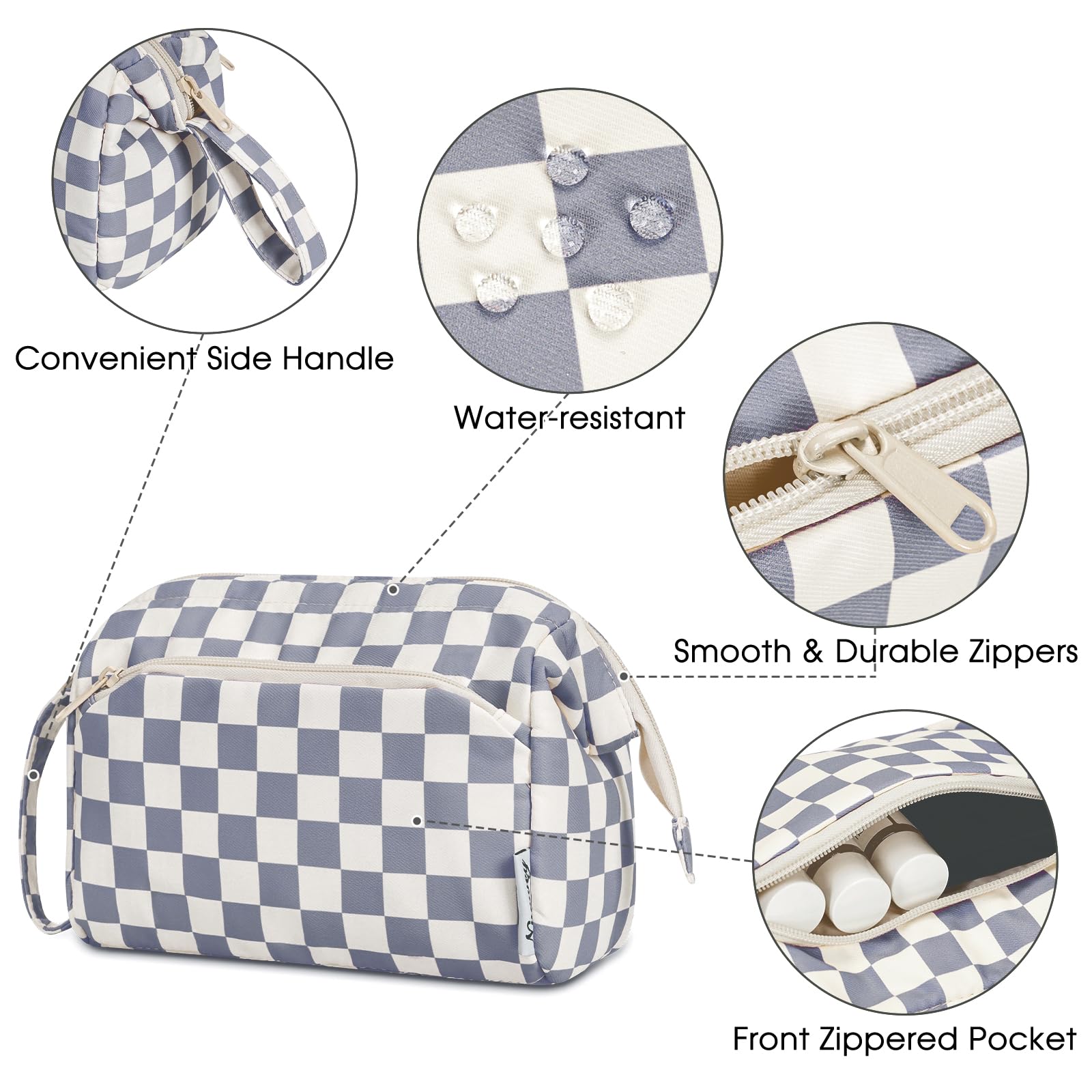 Narwey Large Women Makeup Bag Wide-open Make up Bag Travel Cosmetic Organizer Toiletry Bag for Cosmetics Toiletries Accessories