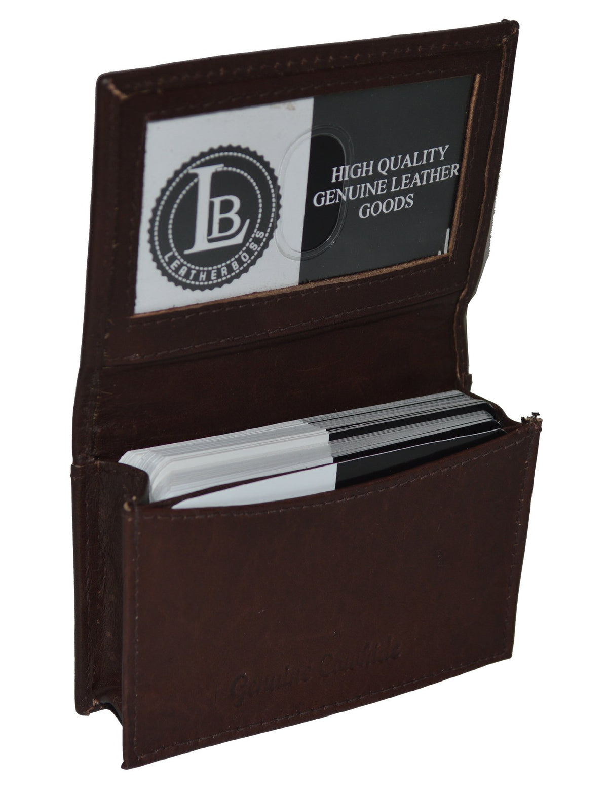 Lb Leatherboss New 100% Leather BiFold Credit Card Holder Black #70, Dark Brown, 4 X 3, Card Case Wallet 43