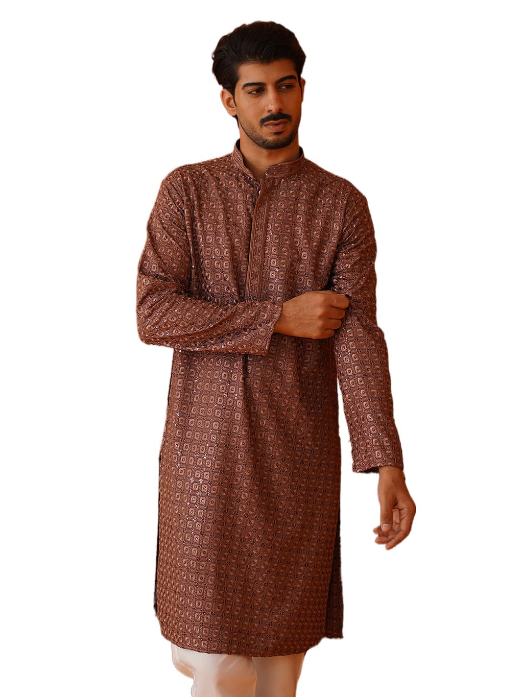 Jompers Mens Embroidered Chikankari And Sequins Kurta