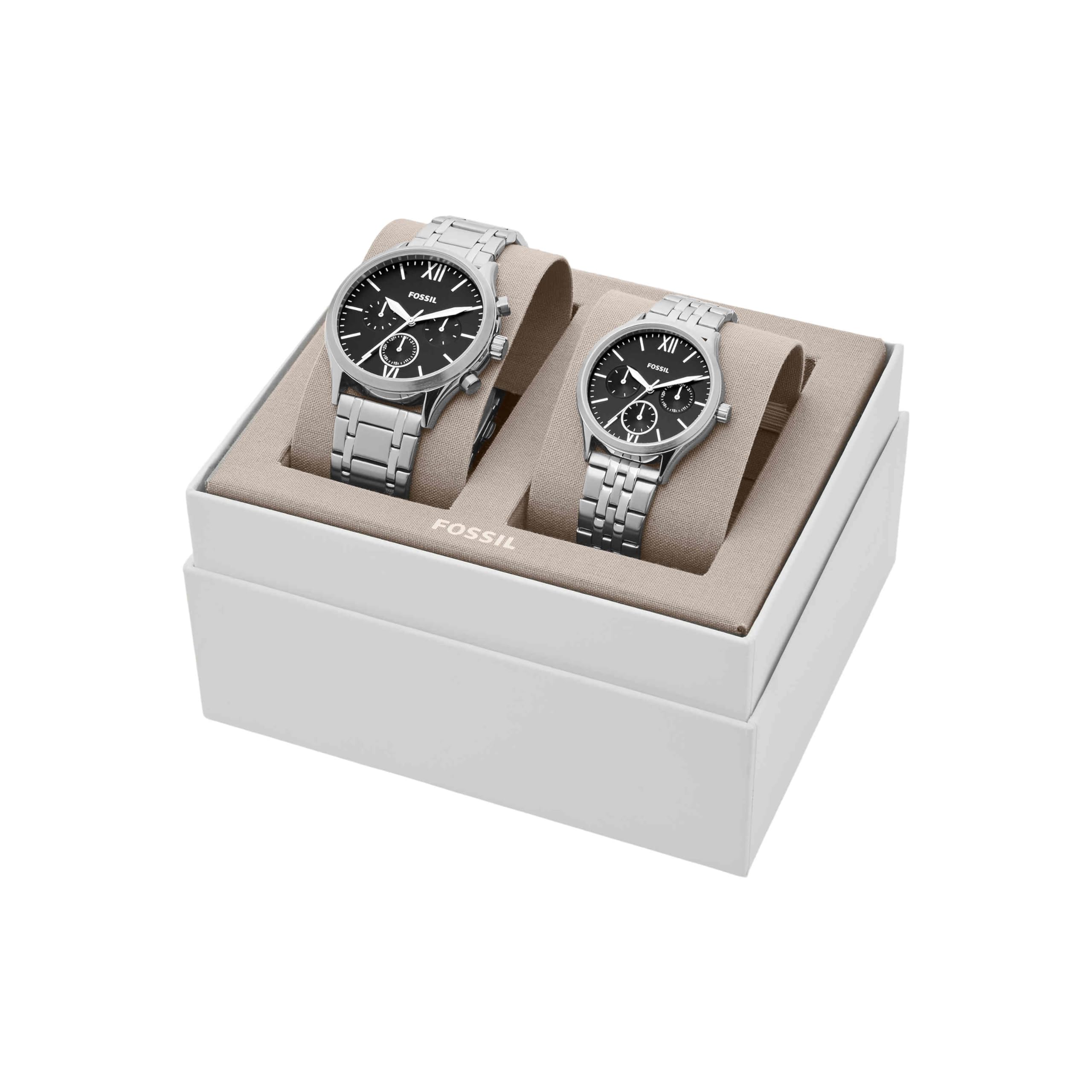 His and Her Fenmore Midsize Multifunction Stainless Steel Watch Gift Set