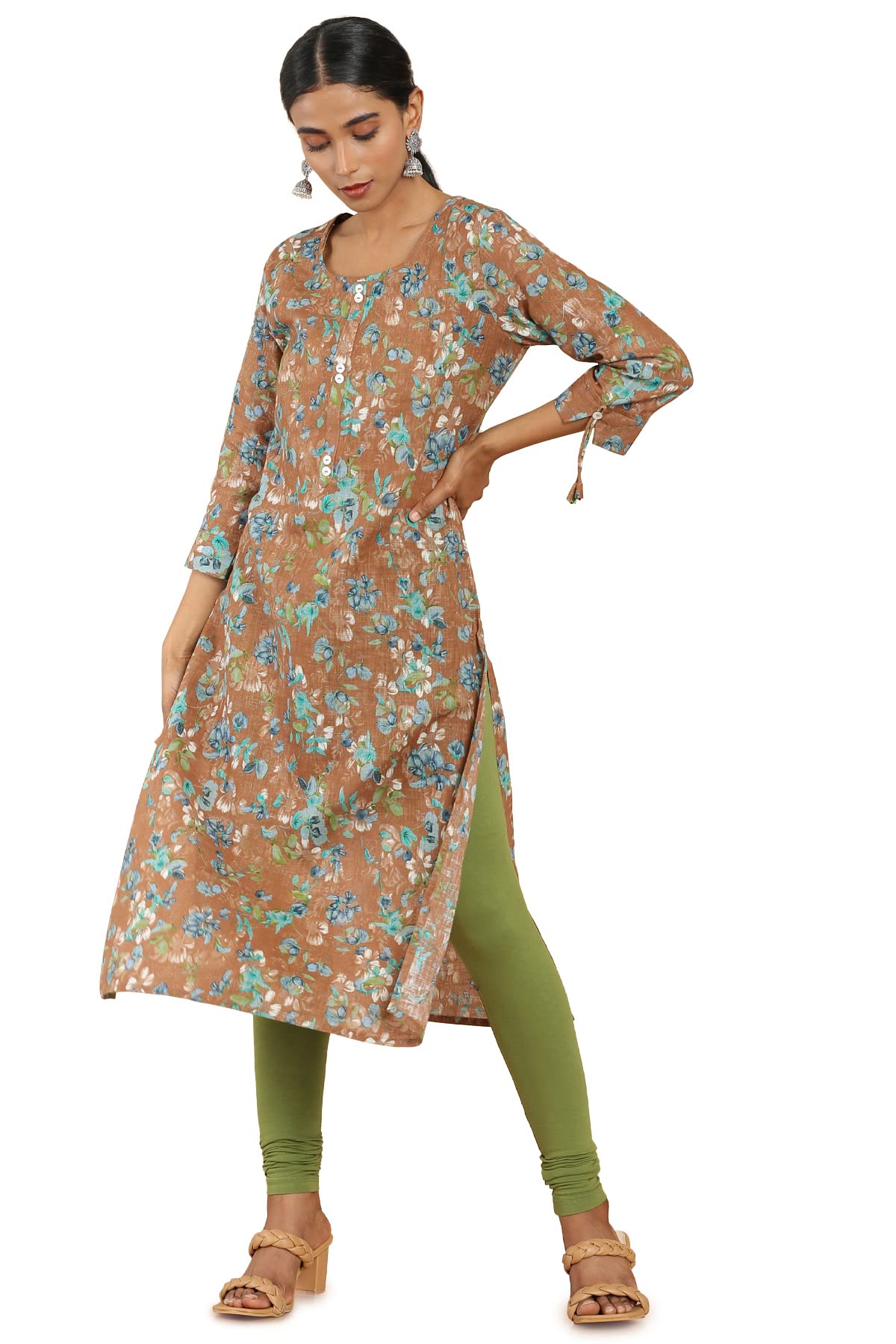 Soch Women Linen Floral Print Kurti