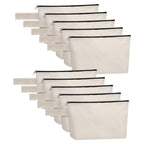 Sinzip 10 Pieces Cotton Canvas Makeup Bag with Bottom, Multi Purpose Cosmetic Bag with Zipper MN-WB07 Wb07