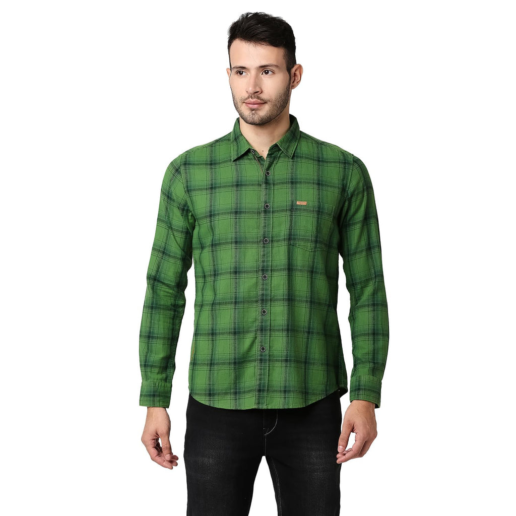 Pepe Jeans MenS Checkered Regular Fit Shirt (Pm307818_Green L)