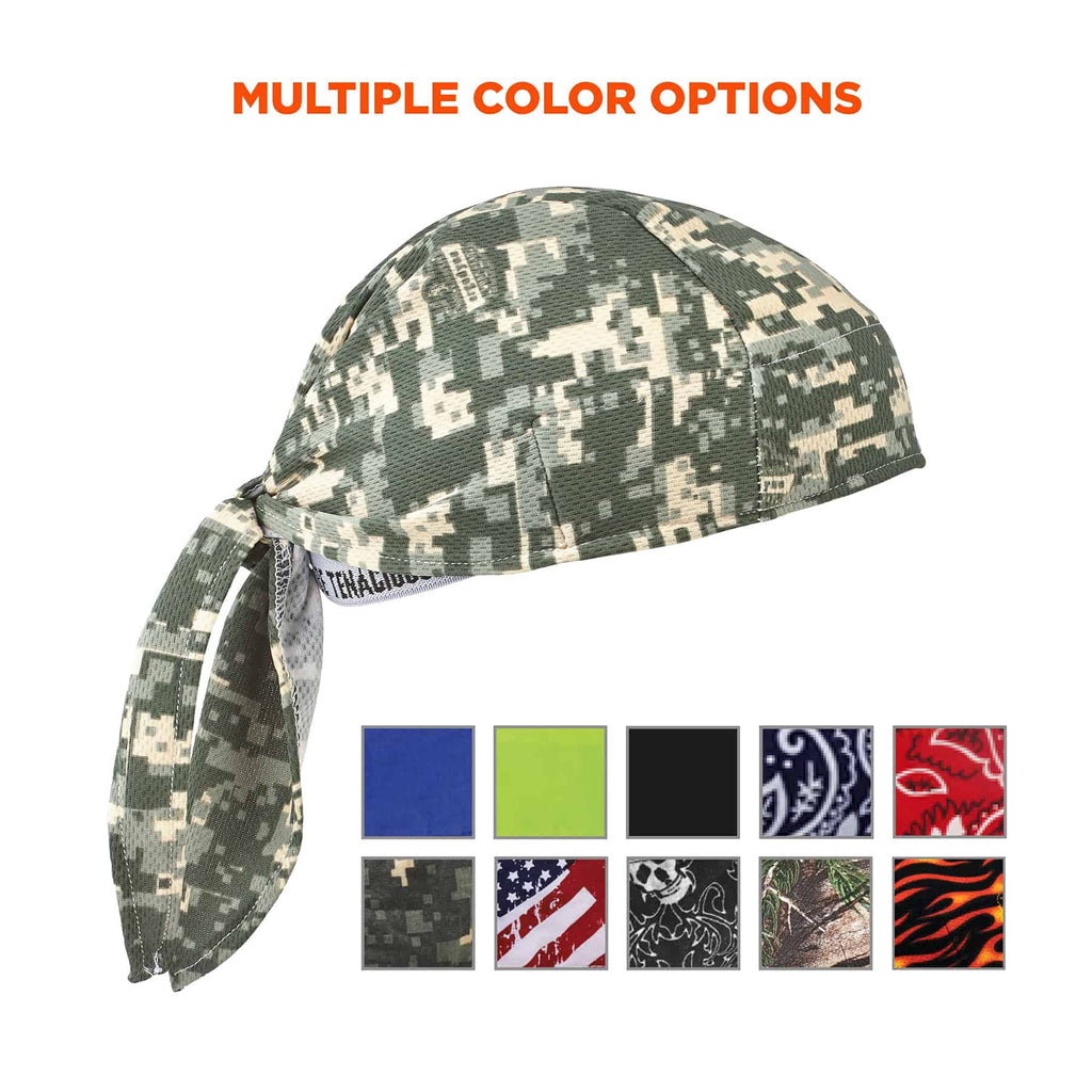 Ergodyne - 12478 Chill Its 6615 Dew Rag, Lined with Terry Cloth Sweatband, Sweat Wicking, Camo