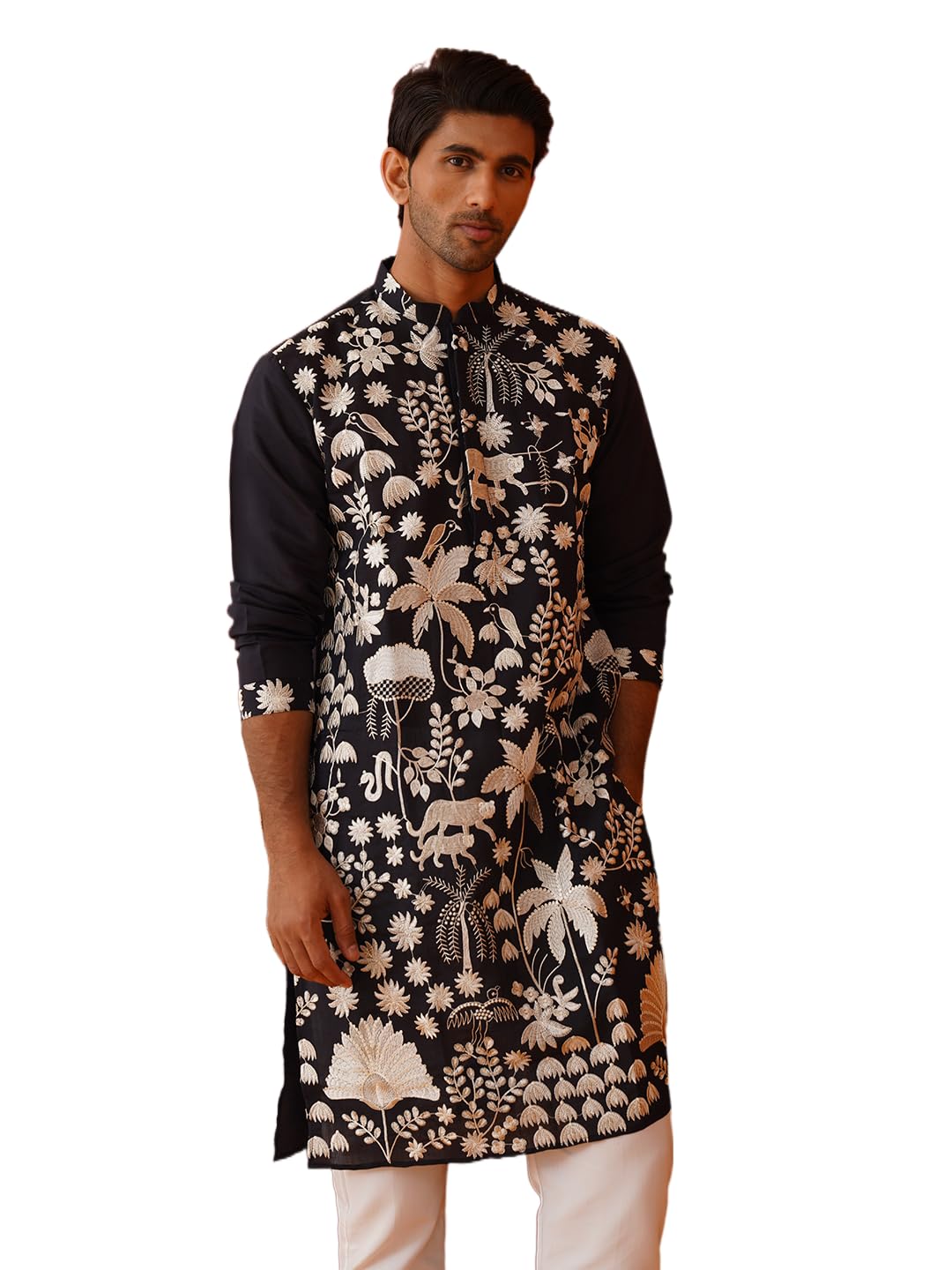 Jompers Mens Embroidered Straight Kurta