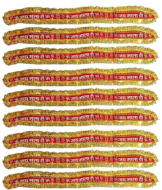 Achleshwar Navratri Mata Chunri Pack Of 9 | Dupatta & Headband Set For Kanya Bhoj | Jai Mata Di Printed Festival Chunri | Red | 