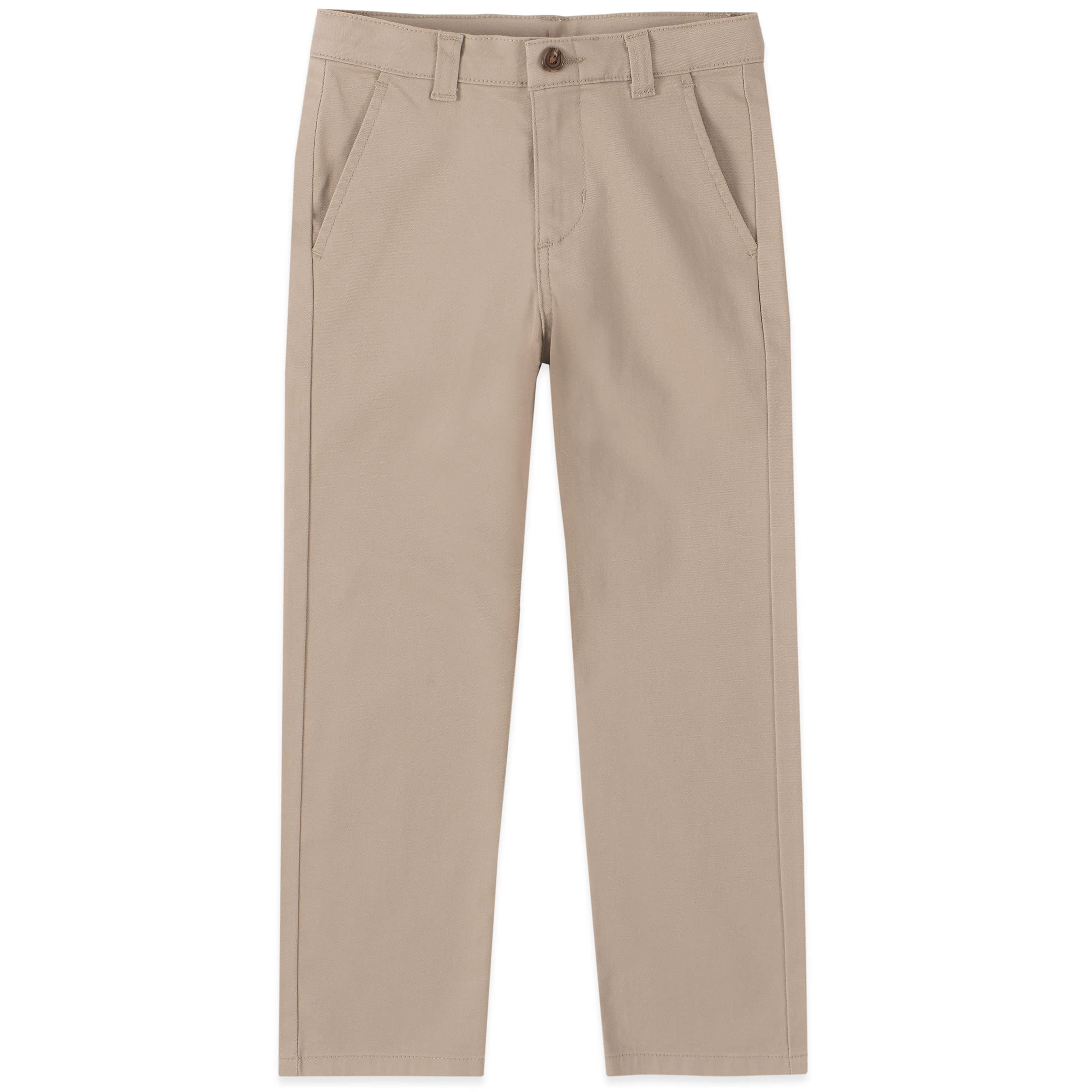 IZOD Boys School Uniform Twill Khaki Pants, Flat Front & comfortable Waistband, 16