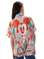 The Souled Store Official Mickey Mouse: Mickeyverse Women and Girls Short Sleeve Collared Neck Button Down Viscose Boyfriend Shi