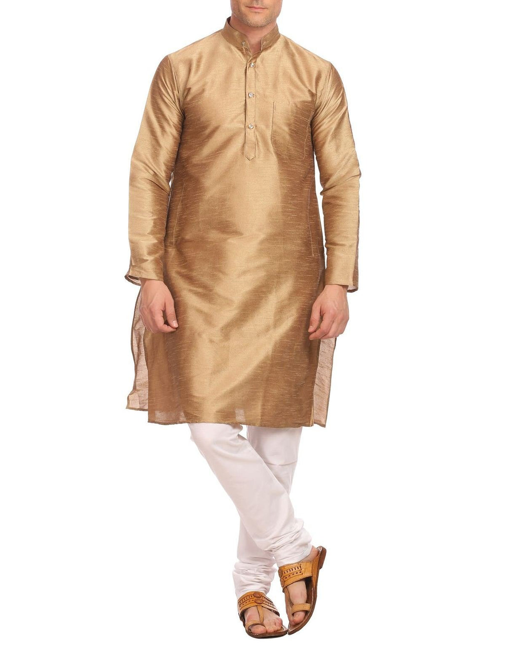 Wintage Men'S Banarasi Art Silk Bandhgala Festive And Casual Munga Kurta Churidar Pajama Pyjama