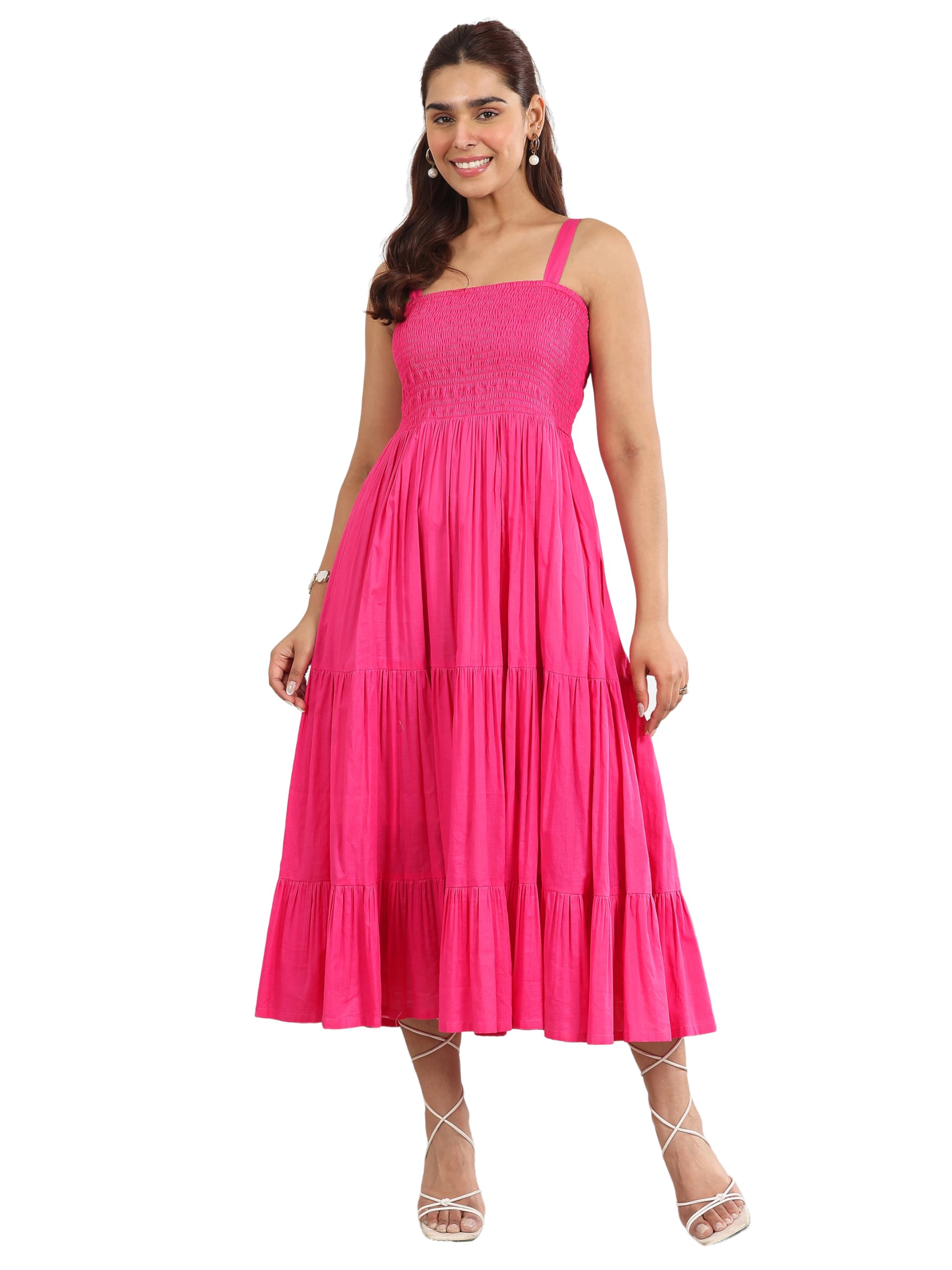 Libas WomenS Cotton Midi Dress (29576 Pink