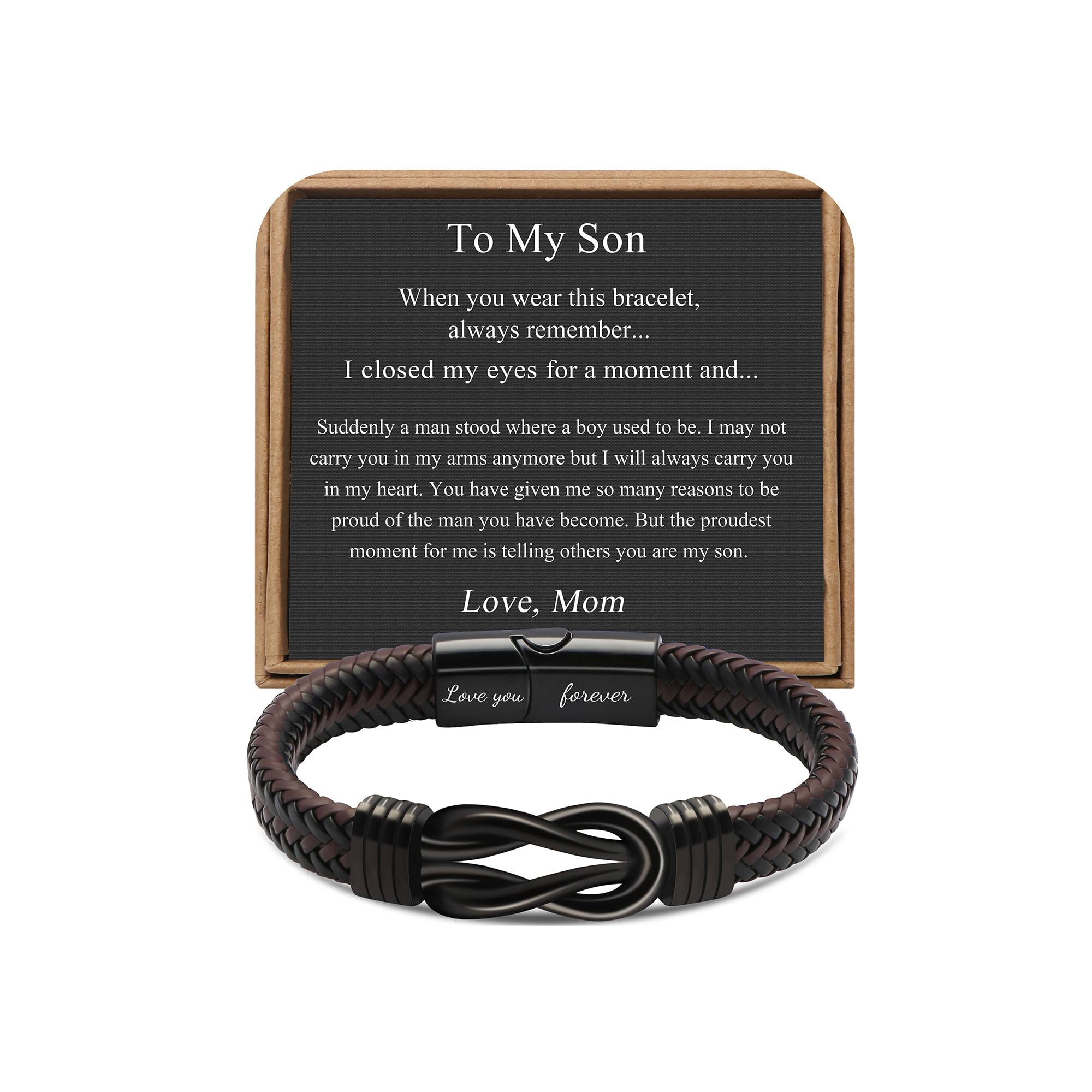 JoycuFF Mother And Son Bracelet, Birthday Gifts for Son, To My Sons Bracelet from Dad, Son Birthday Gift from Mom, Christmas Ann