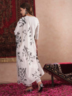 ANNI DESIGNER Womens Cotton Blend Straight Printed Kurta with Pant & Dupatta (JAYACHITRA White_XXL_White_XX-Large)