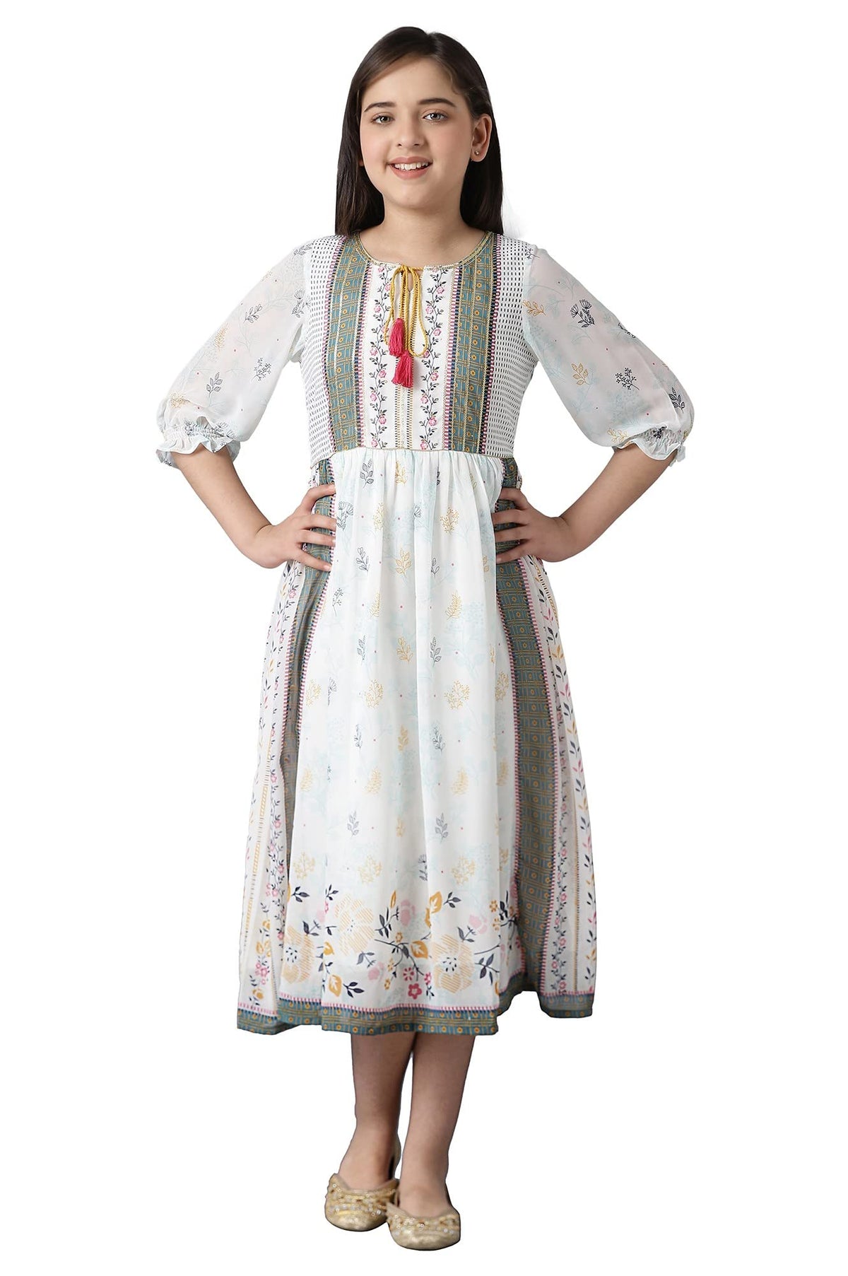 Aurelia Girls Polyester Fit and Flare Ankle Length Dress (22FEG10241B