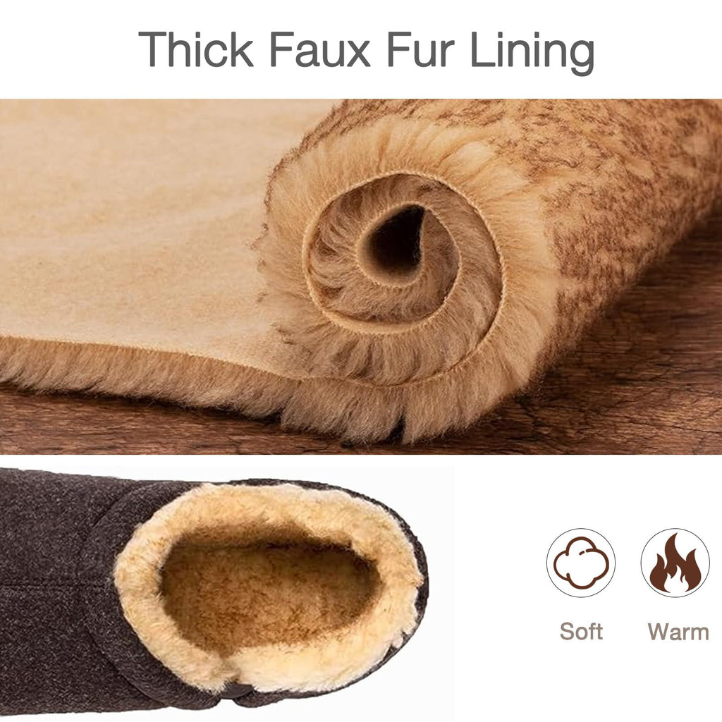 Zizor Men's Fuzzy Wool Fleece Slippers with Cozy Memory Foam, Indoor Outdoor Closed Back House Shoes with Non-skid Rubber Sole H