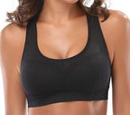 Stylish Racerback Athletic Sports Bra  Padded Seamless High Impact Support Black