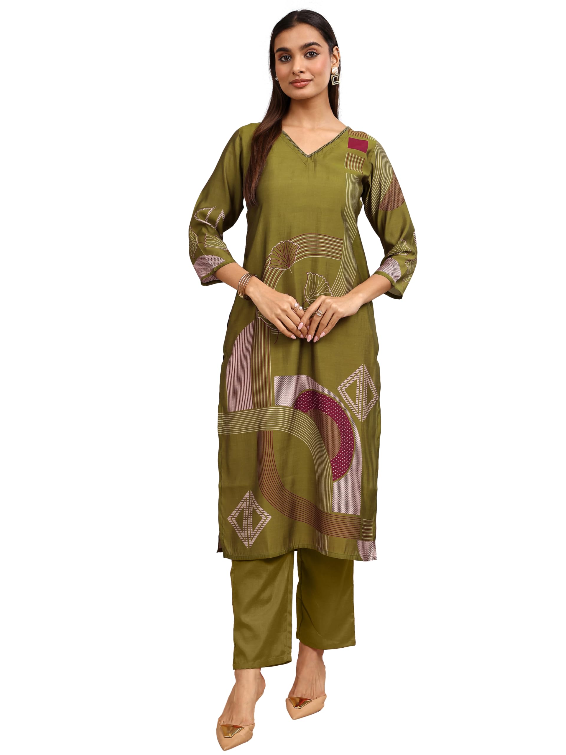 Gerua By Libas Printed Silk Straight Kurta