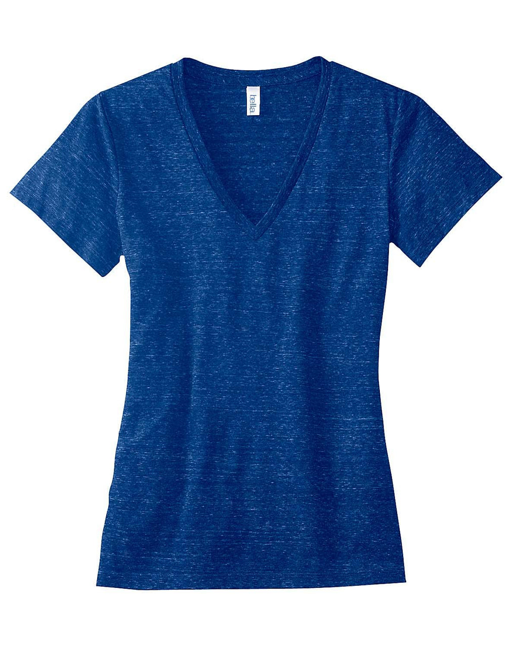 Ladies Triblend Short-Sleeve Deep V-Neck T-Shirt - BLUE TRIBLEND - S(D0102H7WBQ8)