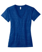 Ladies Triblend Short-Sleeve Deep V-Neck T-Shirt - BLUE TRIBLEND - S(D0102H7WBQ8)