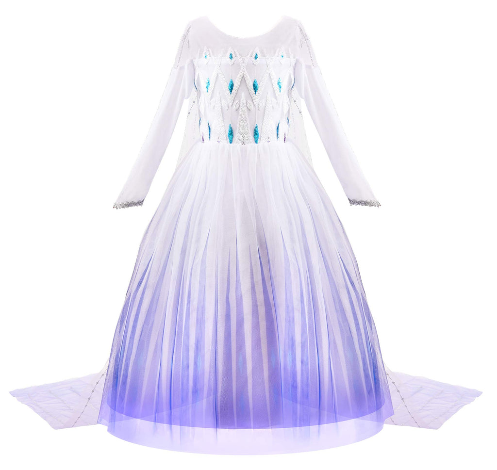 JerrisApparel Girl Princess Costume Snow Party Dress Halloween Cosplay Dress up (3T, White with Accessories)