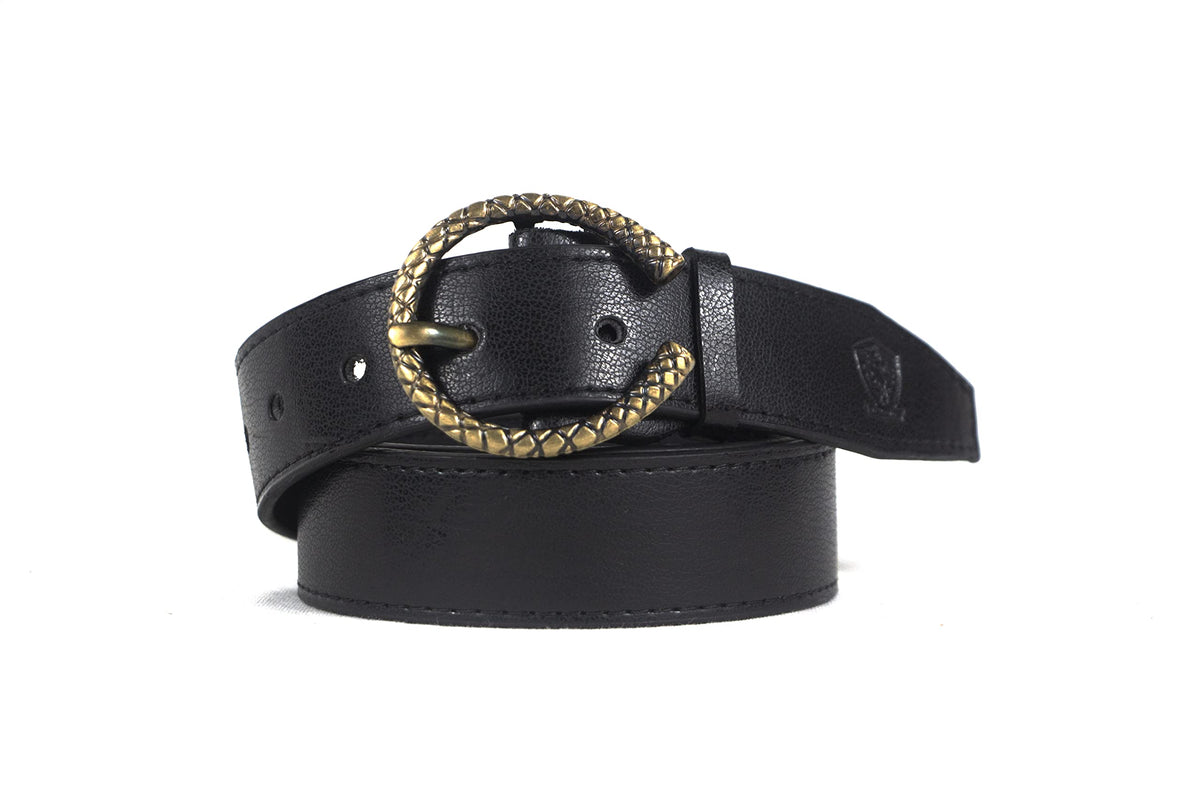 Urbanity WomenS Horse Shoe Antique Buckle Pu Leather Waist Belt (32, Golden) 32