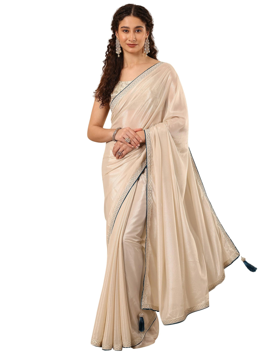 Libas Solid Silk Blend Saree for Women (96594P)