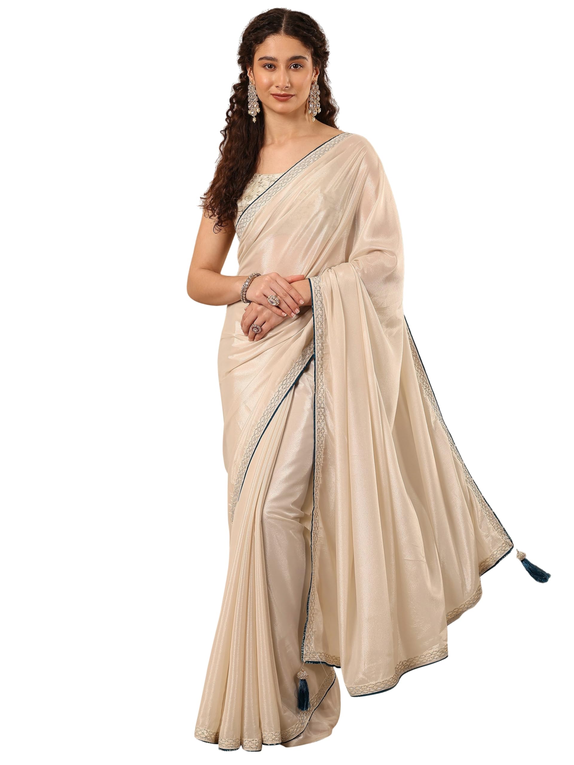 Libas Solid Silk Blend Saree for Women (96594P)