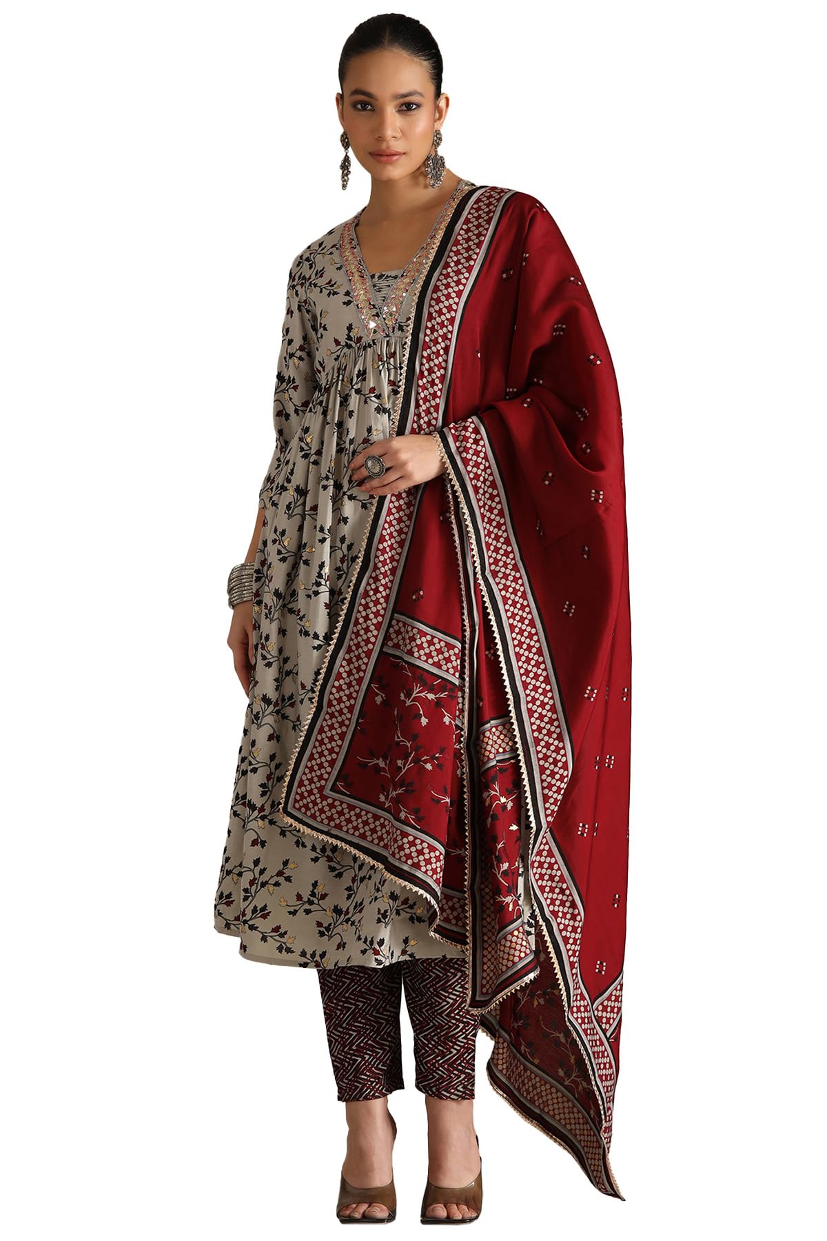Soch Women Viscose Blend Floral Print Suit Set with Sequins