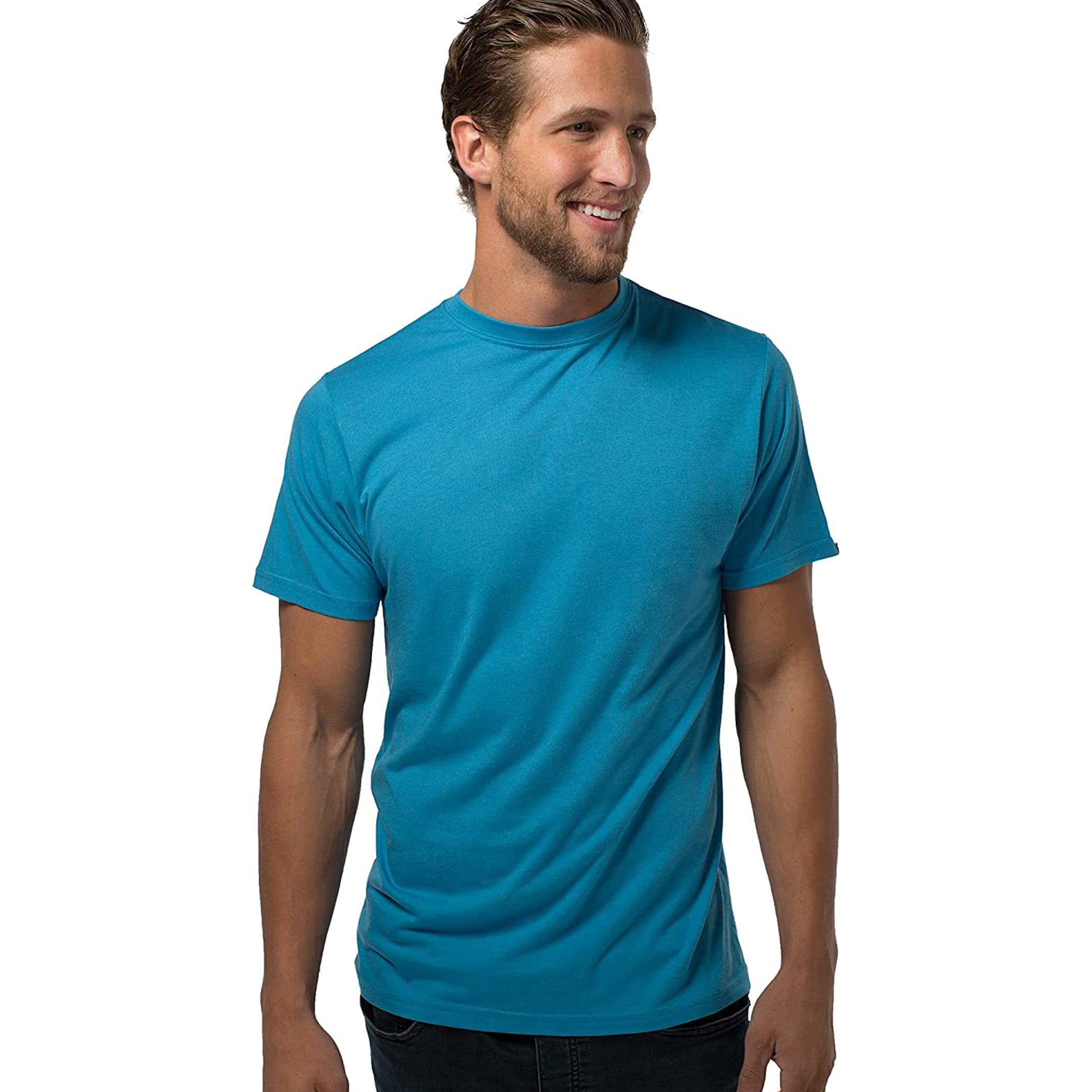 Bamboo Crew Tee - Caribbean Blue by Cariloha for Men - 1 Pc T-Shirt (XL)