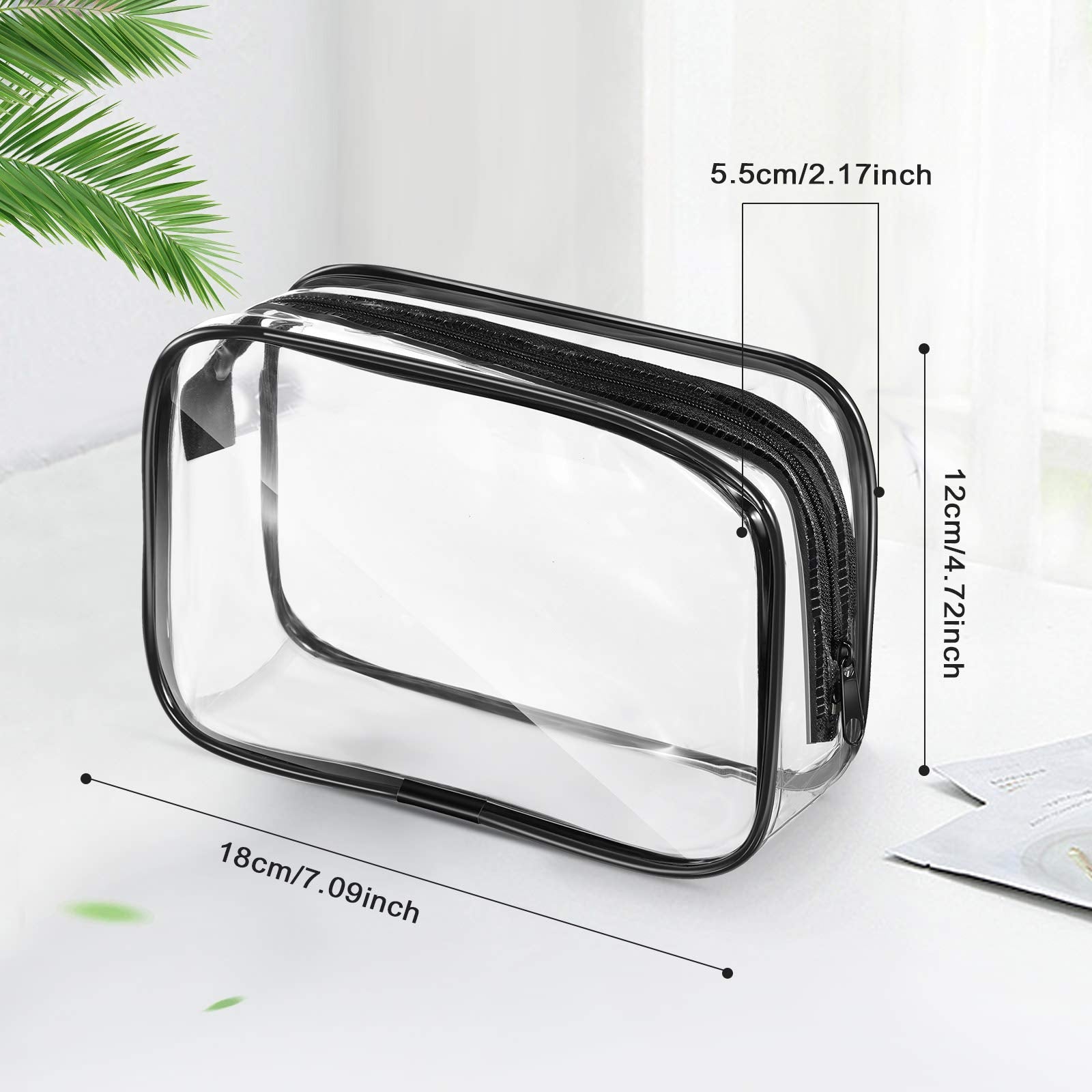 18 Pack Clear Makeup Bags Clear Cosmetic Bag PVC Plastic Zippered Pouches Portable Toiletry Bags for Women Men Travel Vacation B