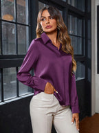 Indoprimo WomenS Solid Satin Casual Shirt | Stylish Western Long Sleeve Shirt For Women