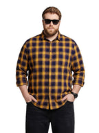 The Indian Garage Co Mens Plus Size Regular Fit Checkered Cutaway Collar Full Sleeves Shirt