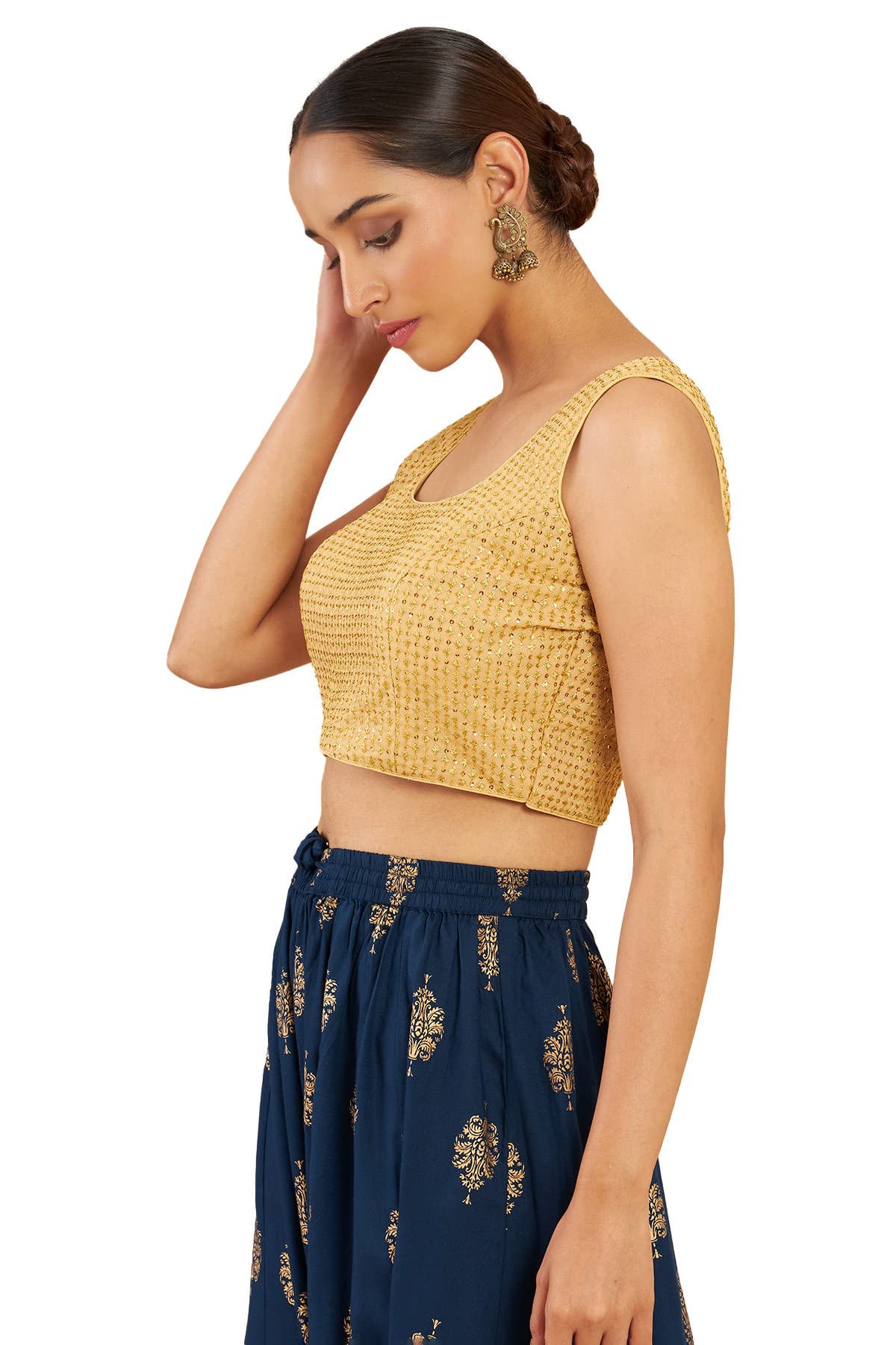Soch Gold Art Silk Blouse With Embroidery And Sequins