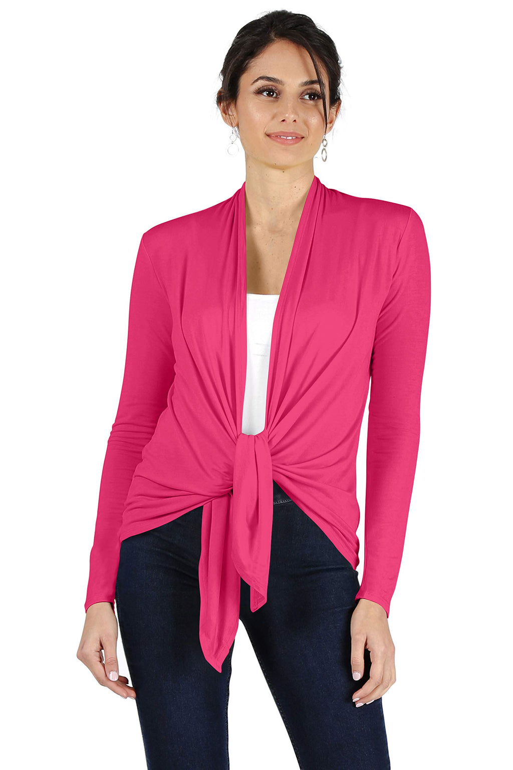 Simlu Fuchsia Cardigans for Women, Fuchsia Cardigan Plus Size and Reg, Fuchsia Lightweight Sweater Cardigan, 3X-Large