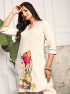 Ishin Women Off White Cotton Kurta Set Without Dupatta
