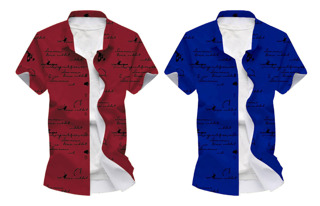 Kadiyu Half Sleeve Printed Shirts For Men Regular Fit Printed Spread Collar Casual Shirt Lycra Fabric With Combo Shirt (Pack Of 