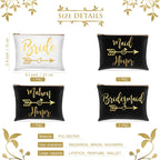 8 Pieces Bridesmaids Wedding Bridal Makeup Bag Cosmetic Canvas Bag Matron of Honor Print Cosmetic Bag for Women Brides Bridesmai