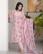 ANNI DESIGNER Women s Rayon Blend Kurta with Pants and Dupatta, Pink, 2XL