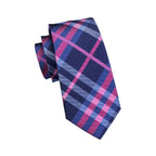 Dubulle Mens Plaid Pink and Blue Neckties Hankerchief Set Woven Silk Ties for Men Wedding